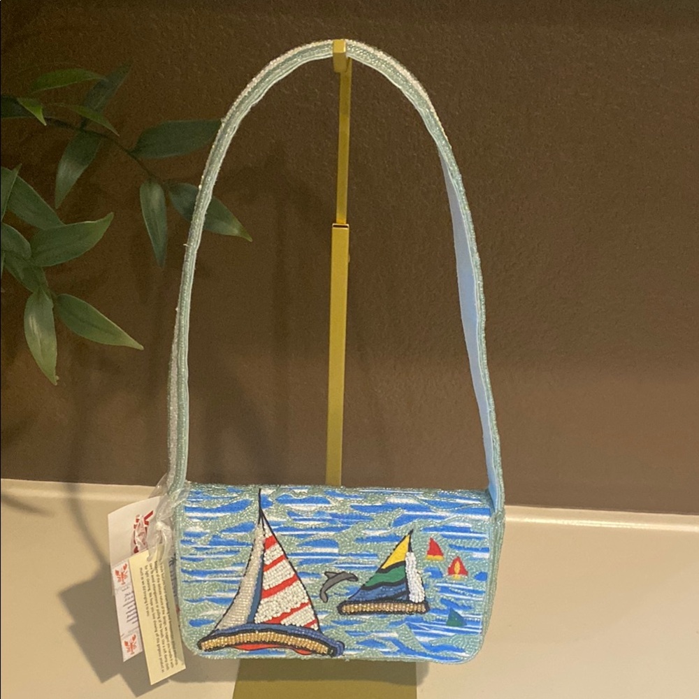 TjMaxx Beaded Sailboat Shoulder Bag